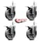Service Caster Semi Steel Swvl Grip Ring Caster Set 4 w/5'' Wheel&7/16'' Stem-4 Swvl w/TTL BRK, 4PK SCC-GRTTL20S515-SSR-716138-4 - alternate 2